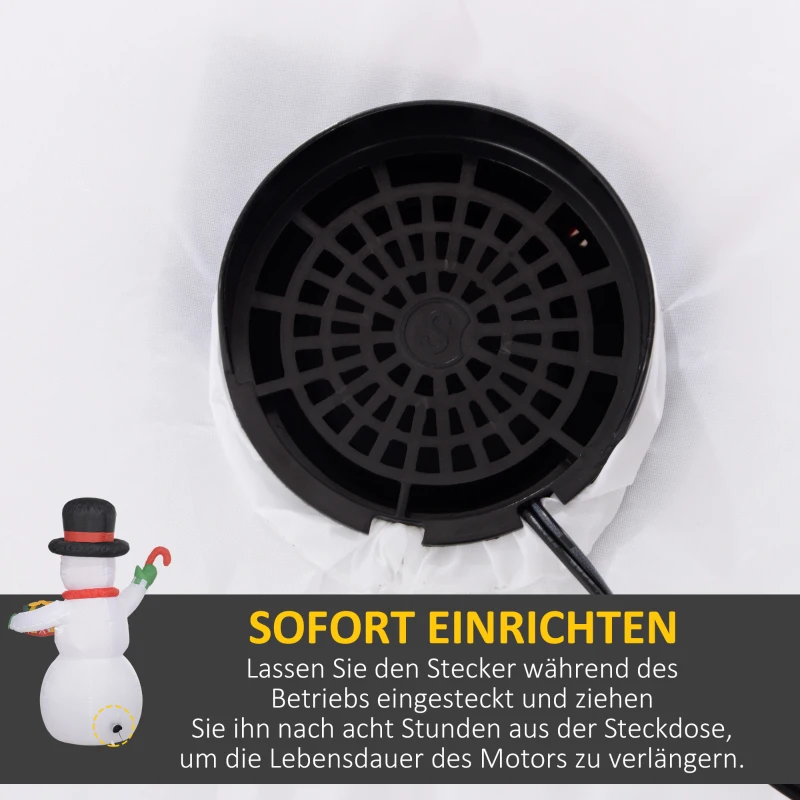 Outsunny 1,80 m Sneeuwpop met Zuurstok & Cadeau, Zelfopblazend, LED's, Weerbestendig