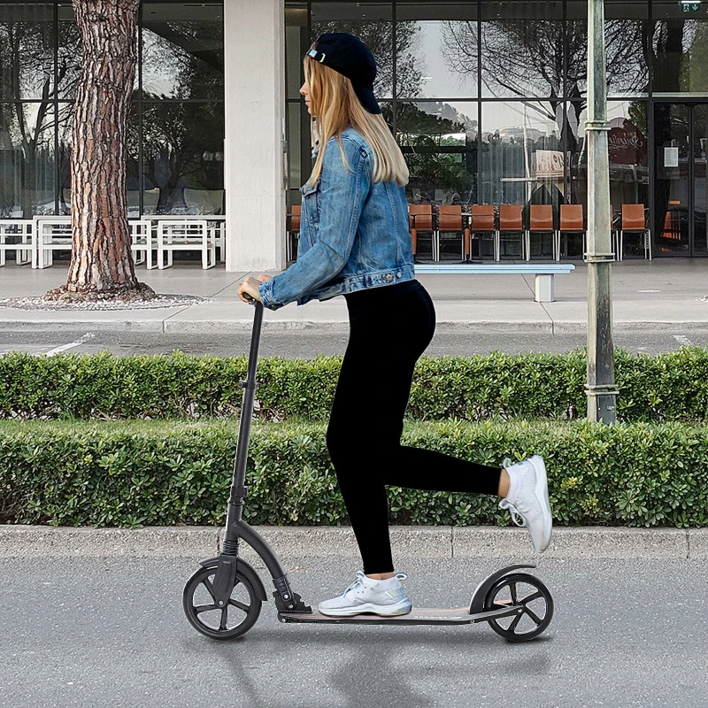 HOMCOM Kinderstep, step met schokdemping, step, opklapbaar en in hoogte verstelbaar, vanaf 14 jaar, aluminium, wit, 92,5 x 37,5 x 87-101,5 cm(m-2)