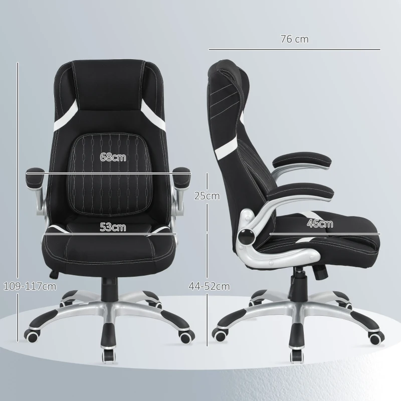 Vinsetto Linen-Look Office Chair, with Adjustable Height and Tension - Black
