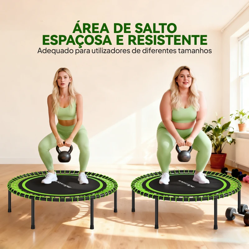 SPORTNOW Trampolim de Fitness Adultos Ø114 cm com Estrutura de Aço Reforçada para Treino de Pernas Corpo Verde e Preto