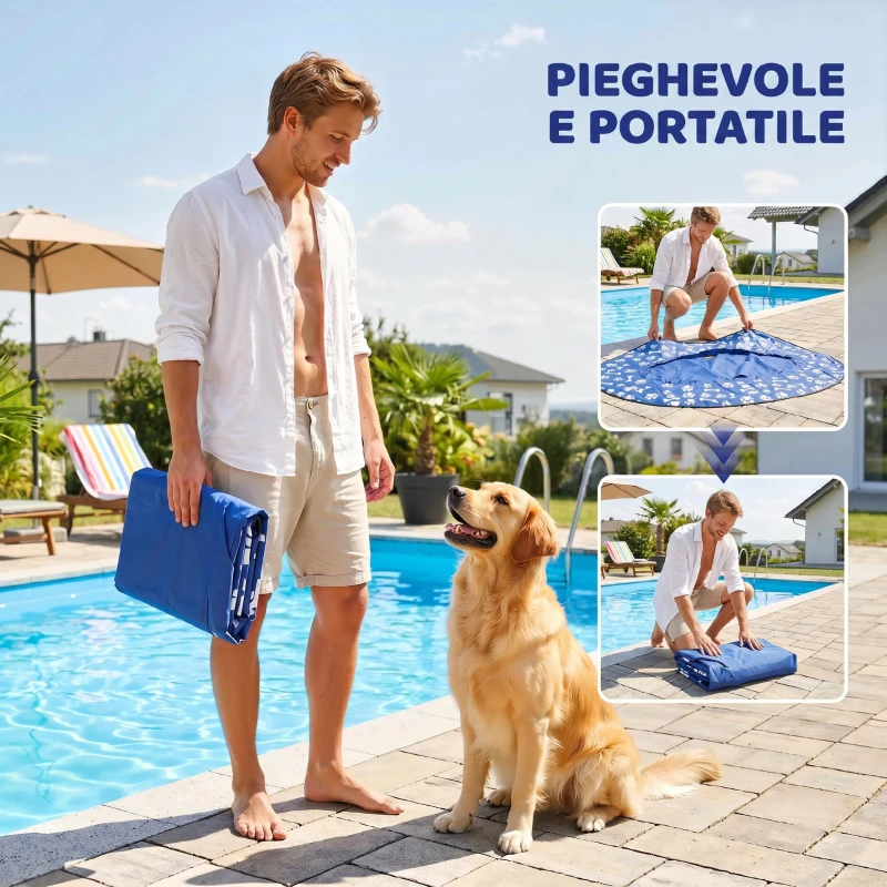 PawHut Galleggiante per Cani Gonfiabile Pieghevole per Cani Piccoli e Medi