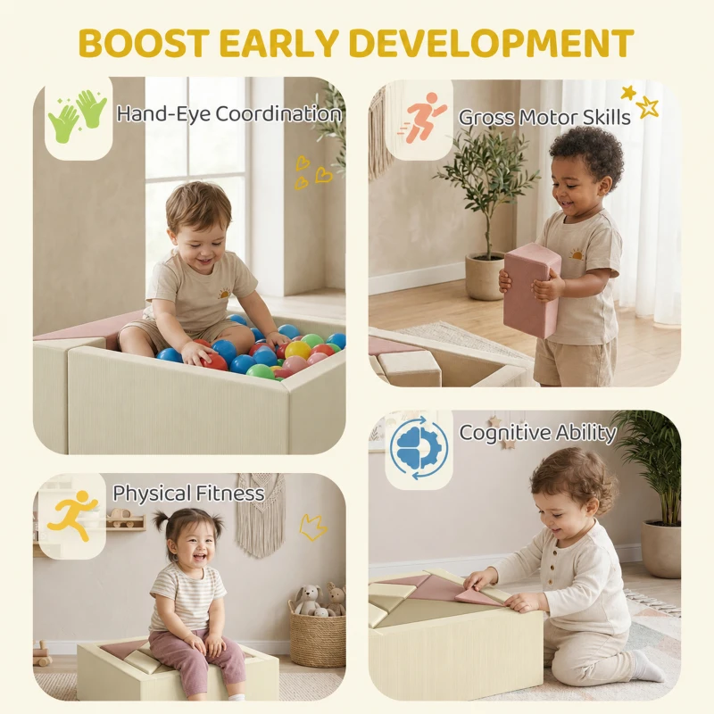 AIYAPLAY Soft Play 9 Piece Foam Climbing Blocks Soft Play Set with Tangram Play, Removable Cover for Kids Room, Ages 3-6 Years