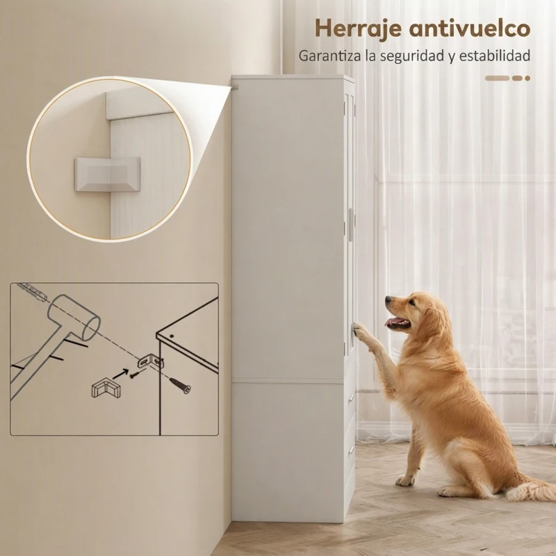 HOMCOM Alacena de Cocina con 2 Puertas, 8 Estantes en la Puerta 2 Cajones Estantes Ajustables 60x40x159 cm Blanco