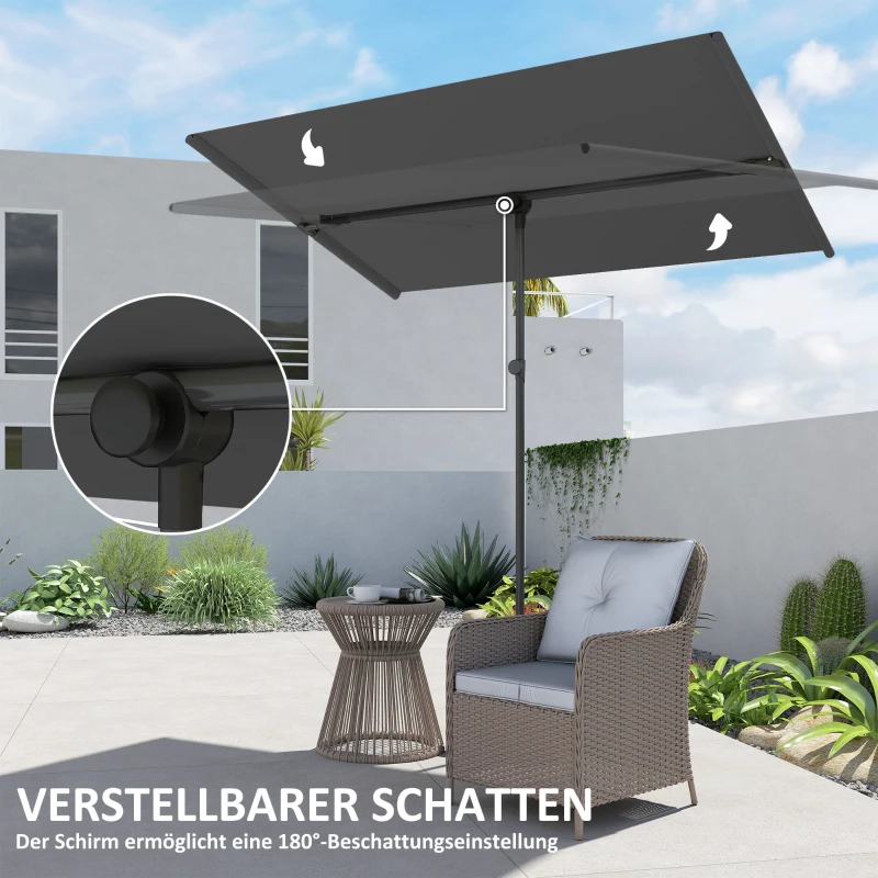 Outsunny  Parasol 180 Graden Draaibaar en Hoogteverstelbaar met Aluminium Mast 150x205cm Donkergrijs
