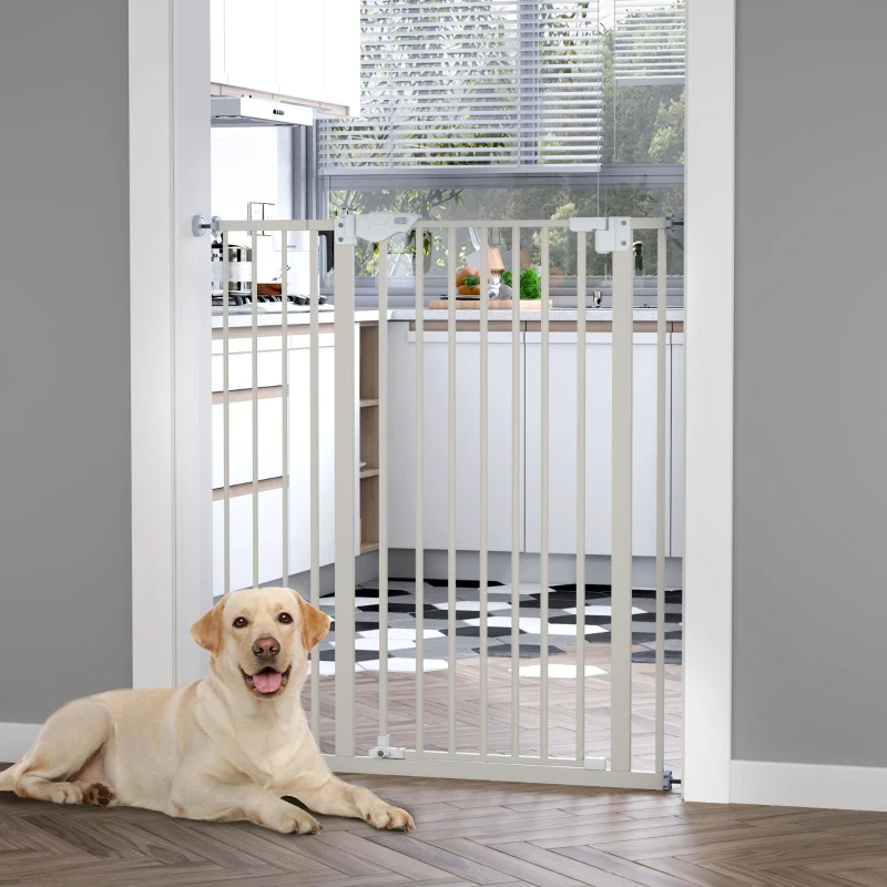 PawHut Cancelletto per Cani con 4 Viti Regolabili e Nastro Adesivo, in Metallo e Plastica, 86x104.1 cm, Bianco
