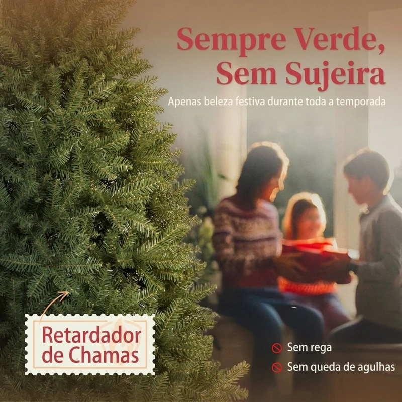 HOMCOM Árvore de Natal Artificial 180 cm com 1687 Ramos e Base Metálica Dobrável, Realista e Frondosa, Verde