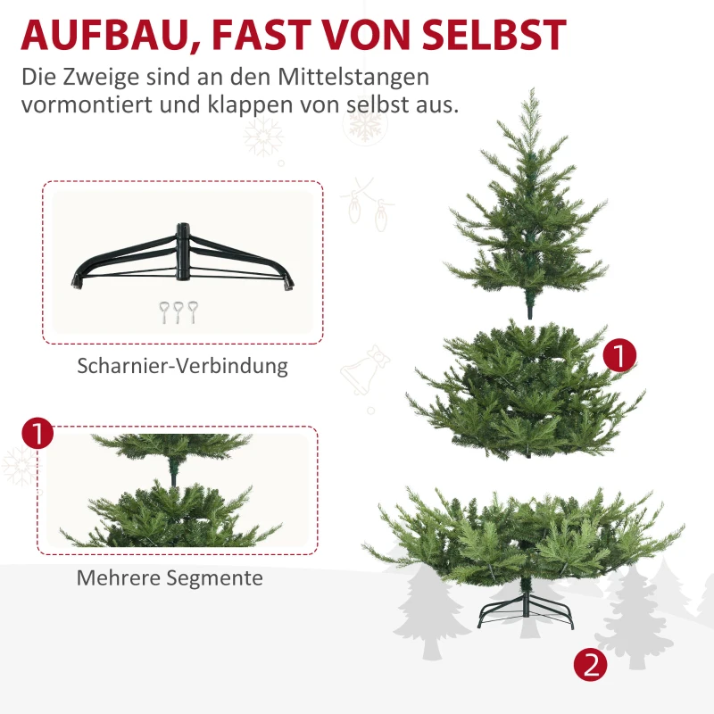 HOMCOM kerstboom, kunstspar, realistische uitstraling, snelle montage, kunststof, groen, 136 x 136 x 180 cm