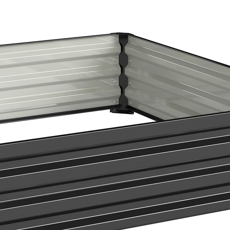 Outsunny Bedplantenbak met stalen kast grijs 120 x 120 x 30 cm