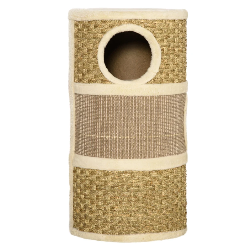 PawHut kattenkrabpaal Kattenton voor katten 3 niveaus Krabpaal klimboom Kattenmeubel met sisal pluche 37,5 x 37,5 x 70 cm(m-13)