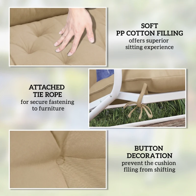 Outsunny Garden Bench Cushion, 2 Seater Swing Chair Cushion, Seat Pad with Ties for Indoor and Outdoor Use, 110 x 120 cm