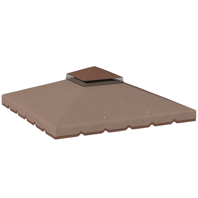 Outsunny Ersatzdach für Pavillon 3x3m Wasserabweisend Pavillondach mit Doppeldach Wasserablauflöchern Khaki