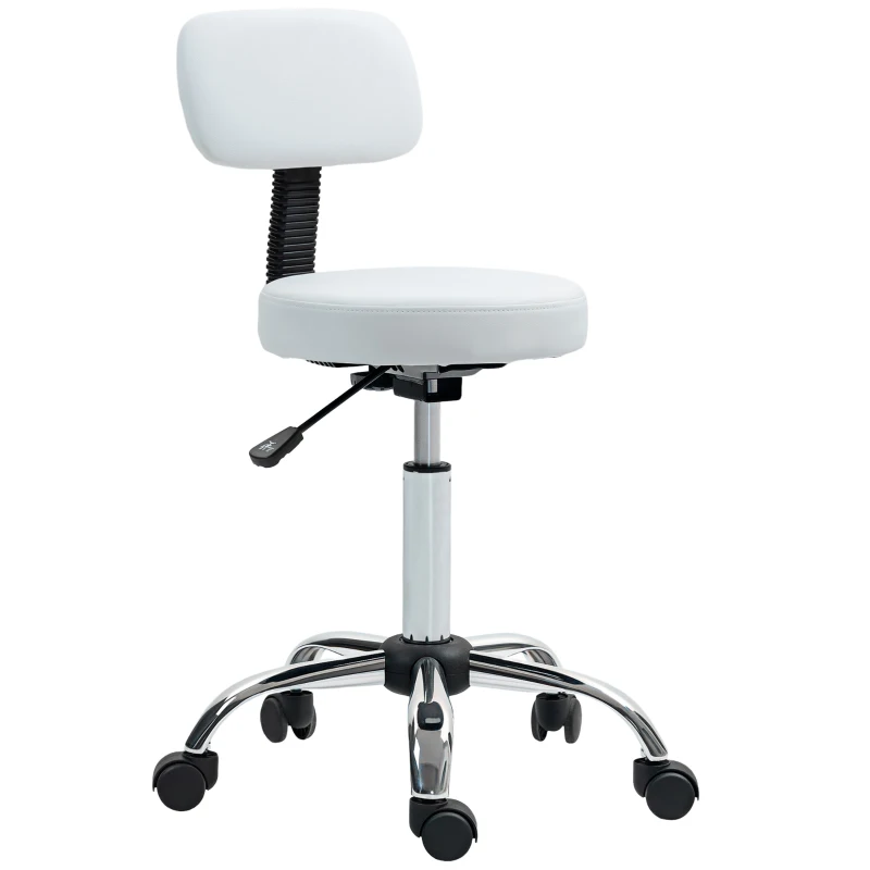 HOMCOM 360° Swivel Seat Salon Stool - White