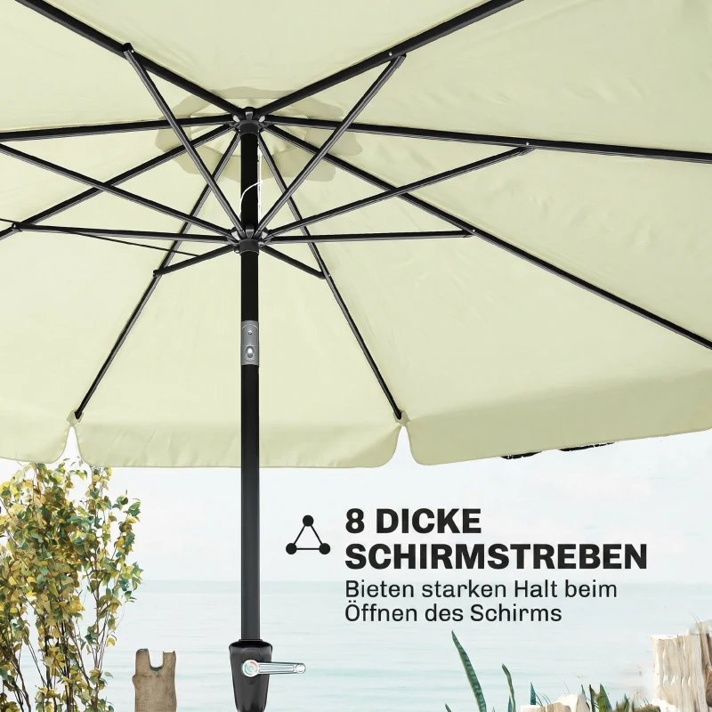 Outsunny Sonnenschirm Terrassenschirm Marktschirm Ø2,66 m UV-Schutz 50+ Gartenschirm 8 Rippen verstellbar Beige