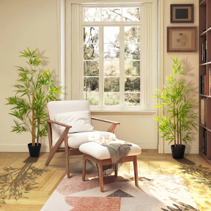 Outsunny Artificial Ficus Tree, with Weighted Plant Pot - Green
