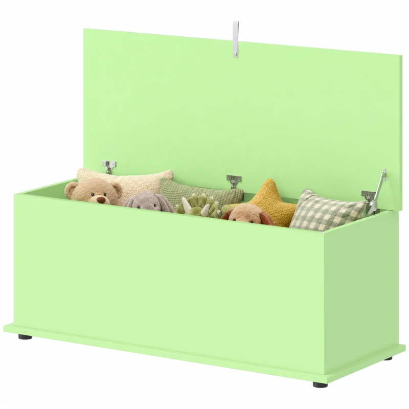 HOMCOM 114L Large Storage Chest, Green Bench Trunk with Safety Hinge for Bedroom, Living Room & Entryway