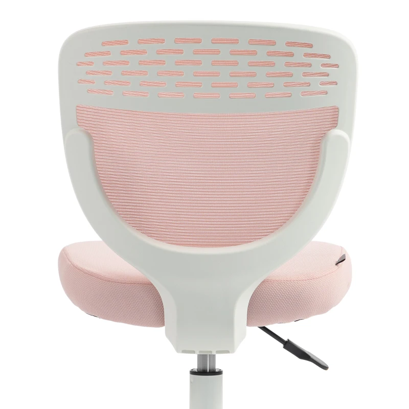 HOMCOM Office Chair, Armless Computer Desk Chair with Breathable Mesh, Adjustable Height, Swivel Wheels, Pink