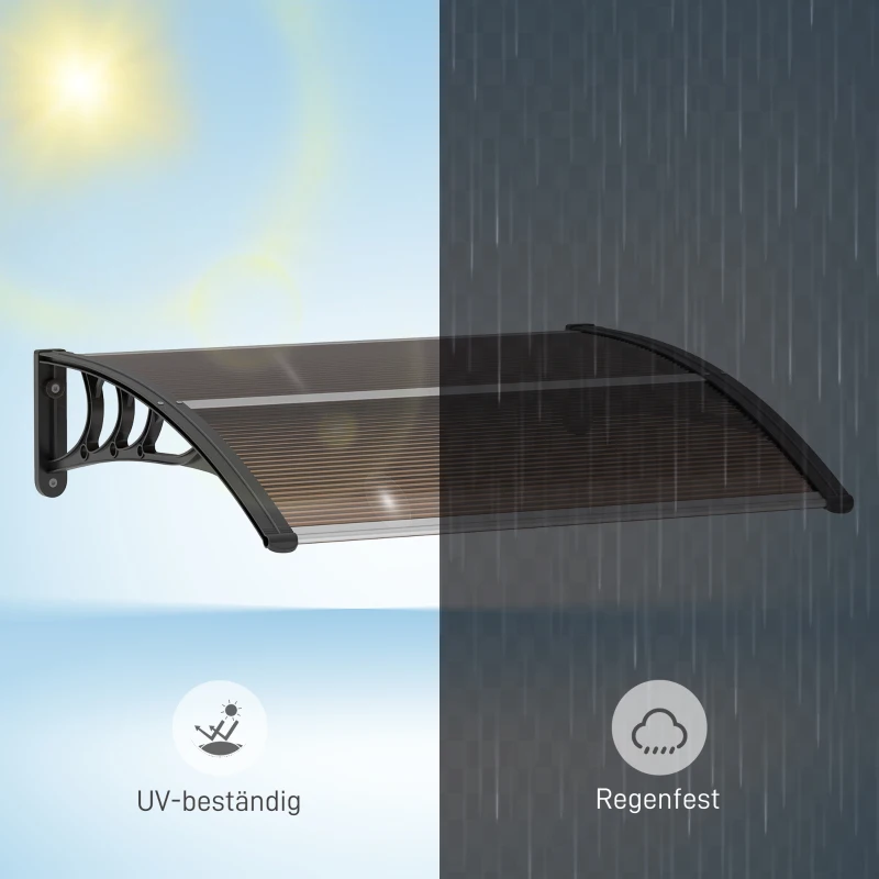Outsunny® luifel voordeurluifel 120 x 80 cm luifel overkapping polycarbonaat polycarbonaat bruin | Aosom.de