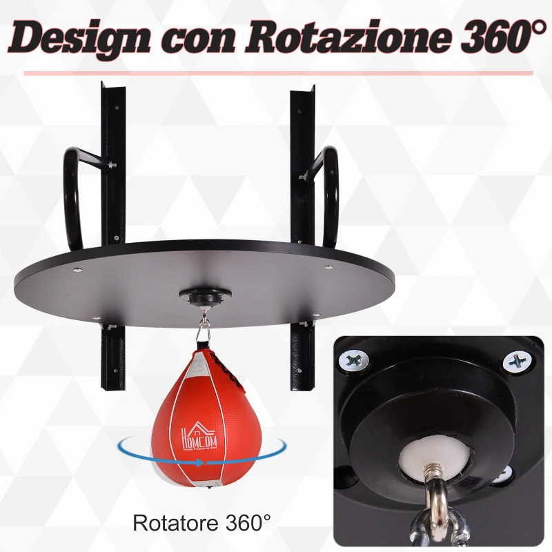 HOMCOM Set Boxe Pera Veloce con Piattaforma Installazione a Muro, Pompetta, Accessori Inclusi, 60 x 73 x 80 cm