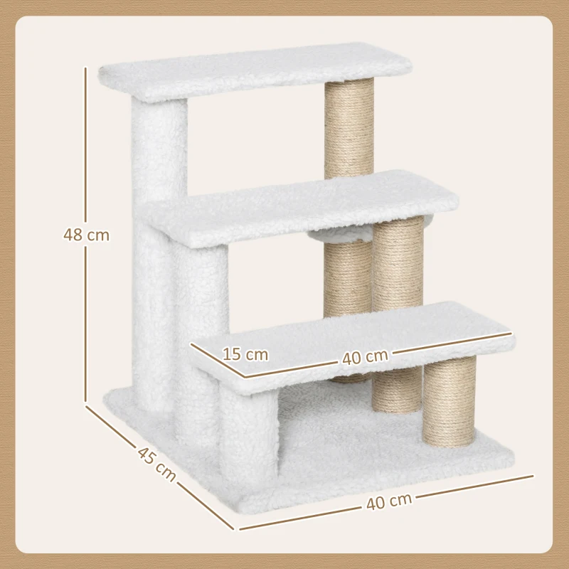 PawHut Luxe Huisdiertrap met Speelbal en Krabfunctie, Wit