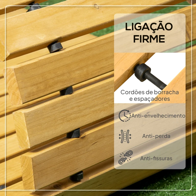 Outsunny Estrado de Jardim em Madeira 185x60 cm Estrado Enrolável para Exteriores Resistente à Intempérie Madeira
