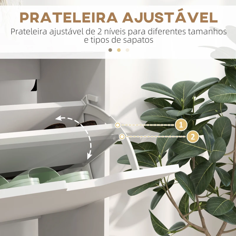 HOMCOM Sapateira para 16 Pares de Sapatos com 4 Gavetas e Prateleiras Ajustáveis 95x26x95 cm Branco
