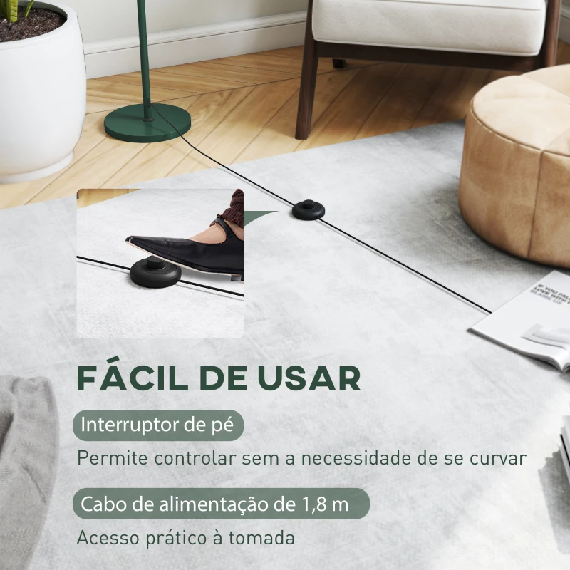 HOMCOM Candeeiro de Pé Moderno com Ecrã em Forma de Taça Refletora de Luz Interruptor de Pé Suporte E27 sem Lâmpada Ø35x155 cm Verde