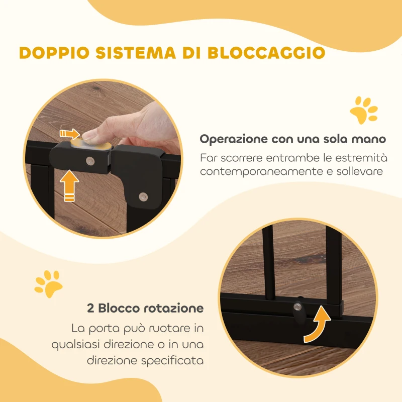 PawHut Cancelletto per Cani Estensibile e Regolabile per Scale e Porte, in Acciaio e ABS, 75-85x76 cm, Nero