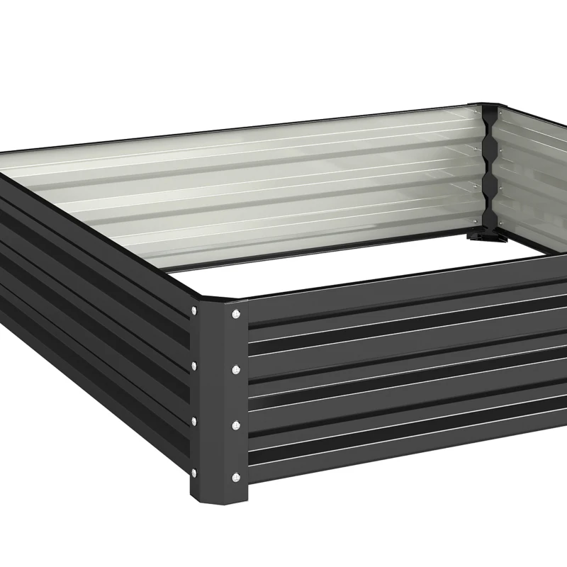 Outsunny Bedplantenbak met stalen kast grijs 120 x 120 x 30 cm