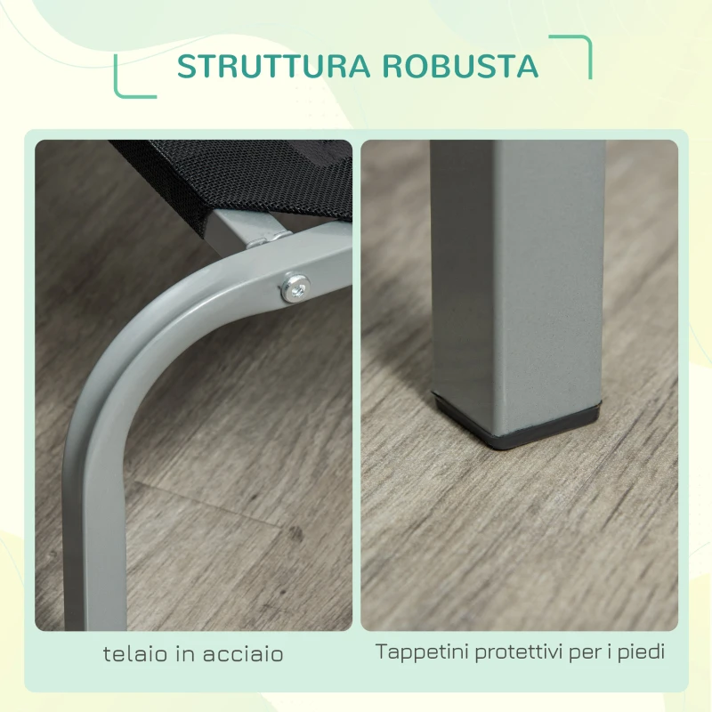 PawHut Lettino per Cani da Interno ed Esterno Capacità fino a 32kg con Tessuto Traspirante 130x90x20cm Nero