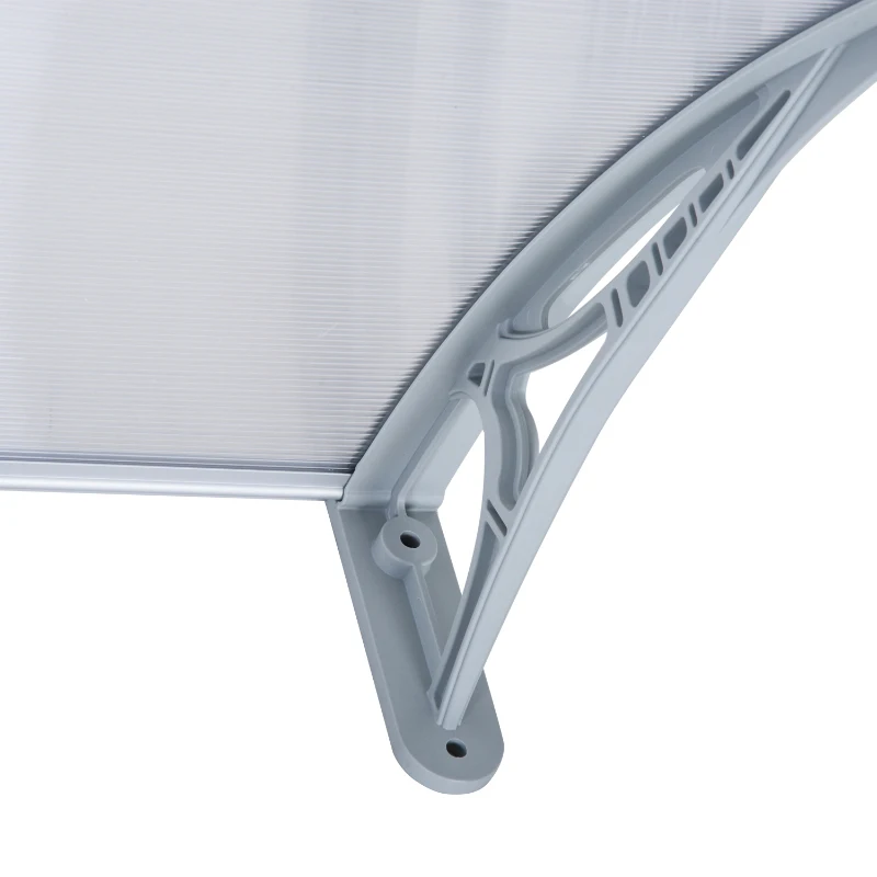 Outsunny Pensilina da Esterno 140x70x21 cm in Plastica e Alluminio per Balconi, Porte e Finestre, Grigio