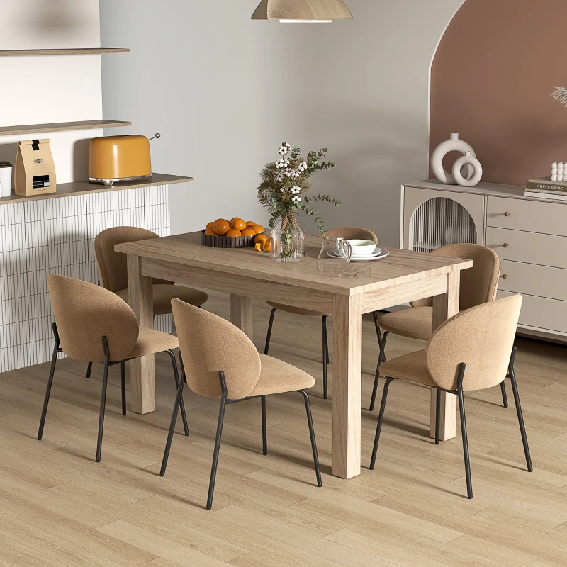 HOMCOM Mesa de Jantar Mesa Retangular para 6 Pessoas Mesa de Refeição para Cozinha Sala de Jantar 140x80x78 cm Madeira