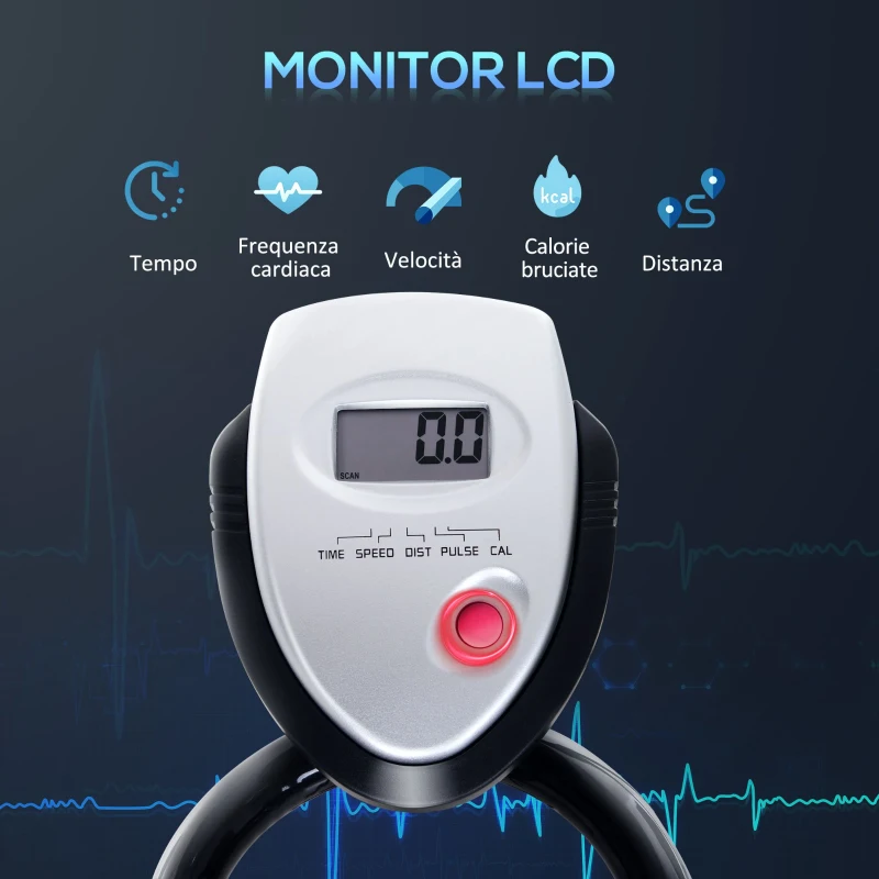 HOMCOM Cyclette Professionale con Schermo LCD, Volano 10kg e Resistenza Magnetica Regolabile, Nera e Gialla