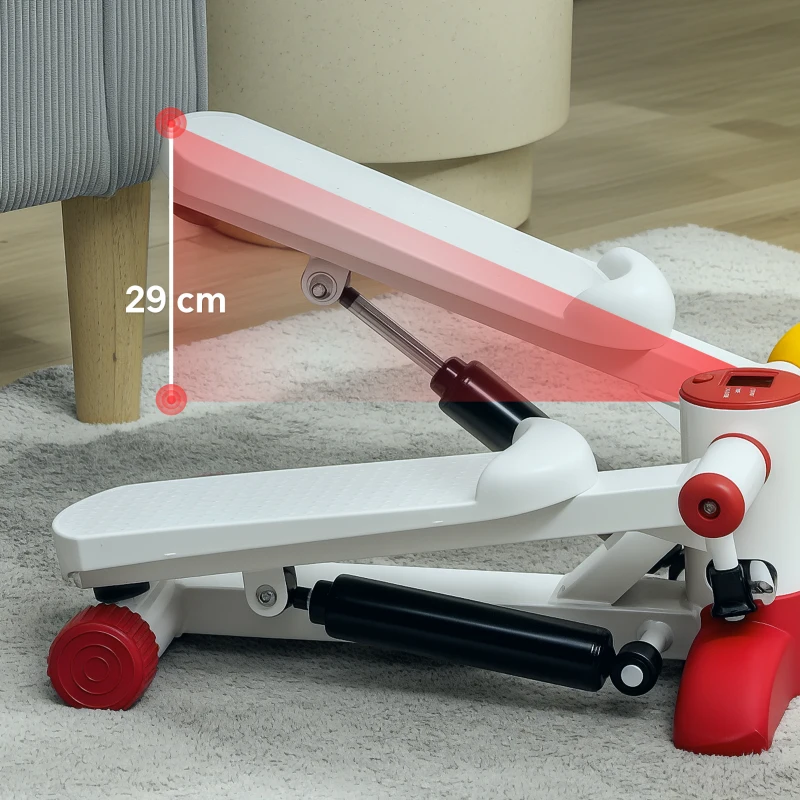 SPORTNOW Stepper mini stepper avec moniteur LCD pédales antidérapantes pour l'exercice à la maison 44,5 x 29 x 20 cm rouge