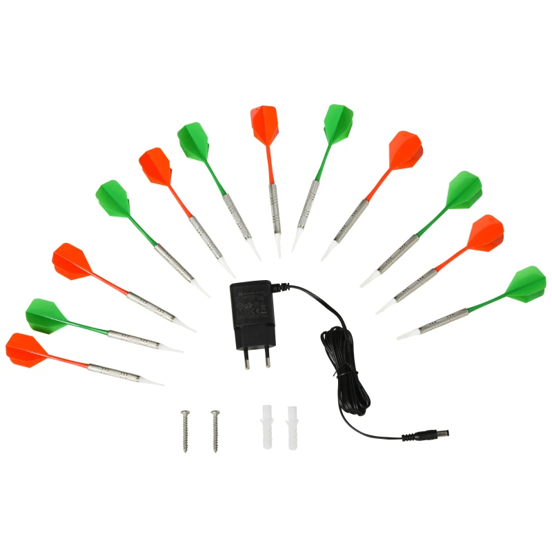 HOMCOM Elektronisch dartbord dartbord met deur incl. 4 LED 216 spellen 12 pijlen