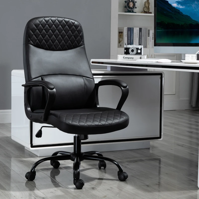 Vinsetto Bürostuhl Massage höhenverstellbarer Chefsessel Gamingstuhl mit Massagefunktion ergonomischer Drehstuhl Massage Sessel PU-Leder Stahl Schwarz 60 x 70 x 109-119 cm