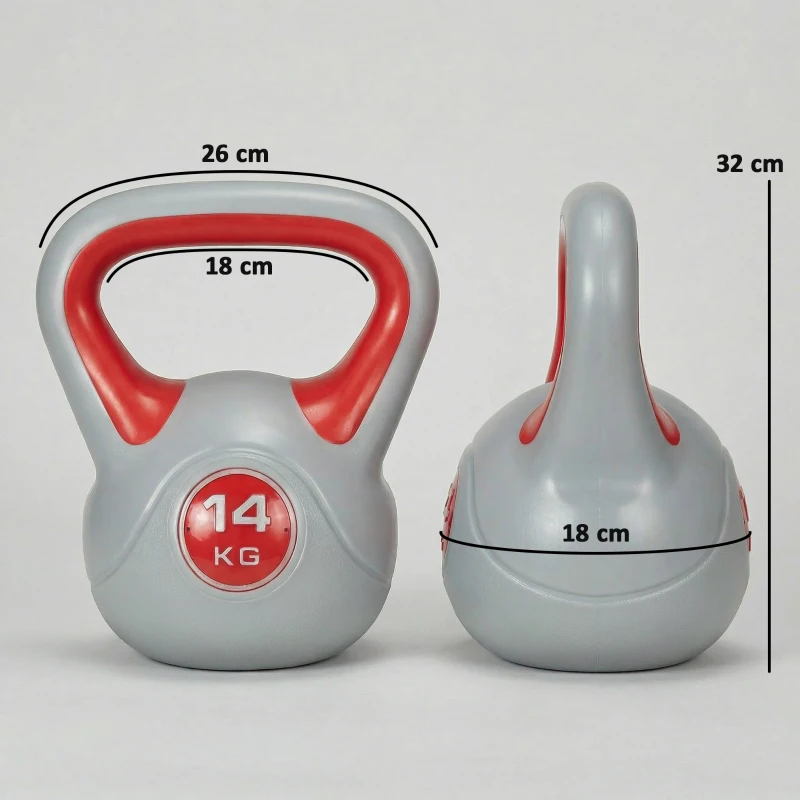 SPORTNOW Pesa Rusa 14 kg Revestimiento de PU y Relleno de Arena para Entrenamiento de Fuerza 26x18x32 cm Rojo y Gris