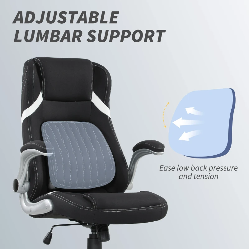 Vinsetto Linen-Look Office Chair, with Adjustable Height and Tension - Black