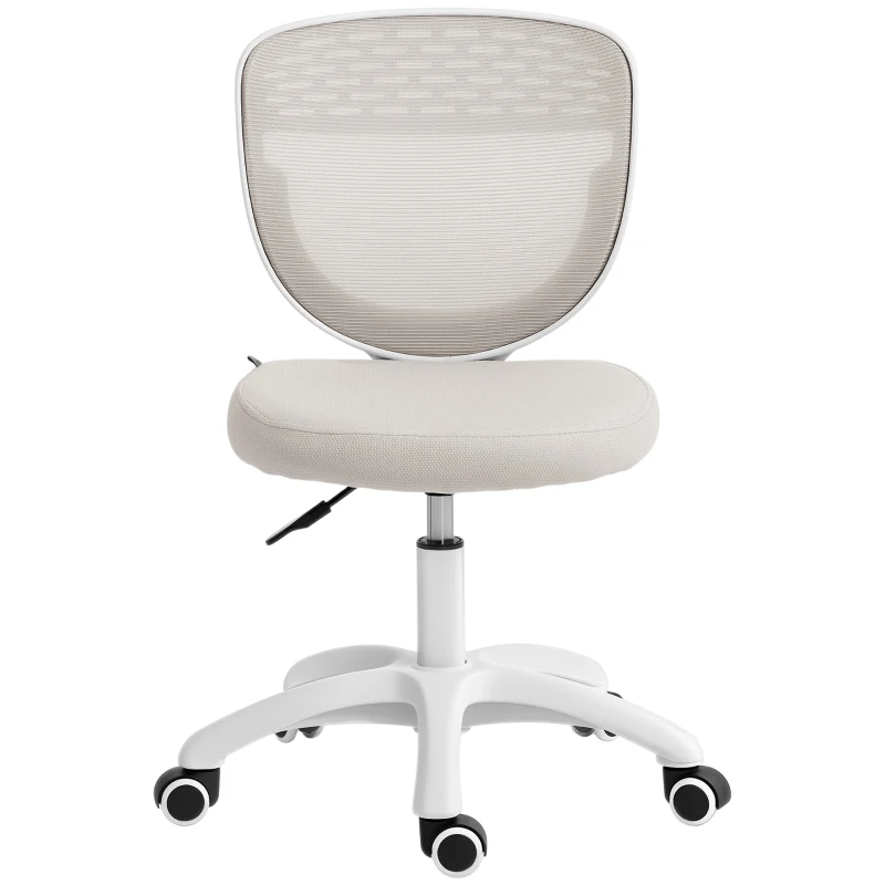 HOMCOM Office Chair, Armless Computer Desk Chair with Breathable Mesh, Adjustable Height, Swivel Wheels, Grey