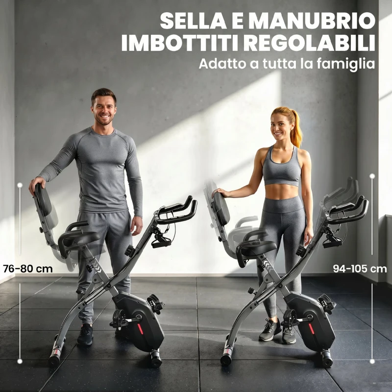 SPORTNOW Cyclette Magnetica con Resistenza a 8 Livelli, Display LCD e App Bluetooth, in Acciaio Q195 Nero