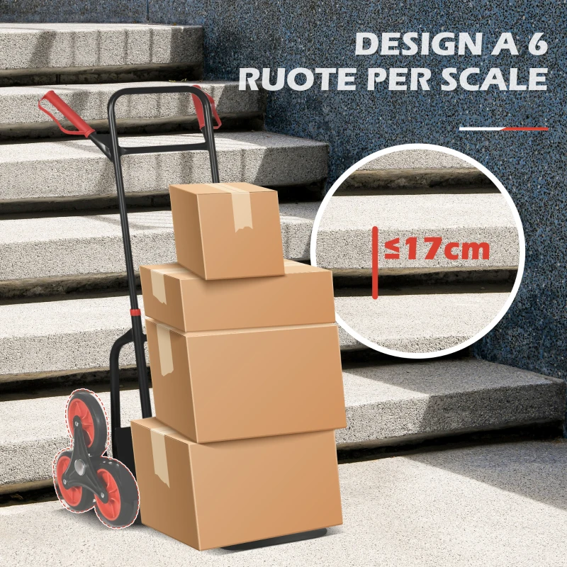 Durhand Carrello Portapacchi Pieghevole 120 kg max con Maniglia Estraibile, 44 x 38 x 106.5 cm, Rosso e Nero