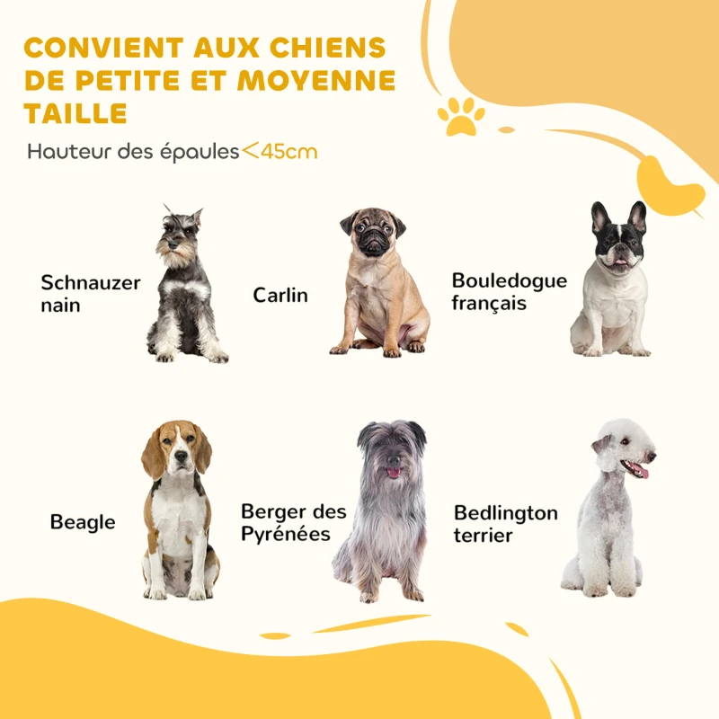 PawHut Barrière de sécurité modulable pliable pour animaux de compagnie avec pied de support, bois massif, 206 x 35,5 x 76 cm
