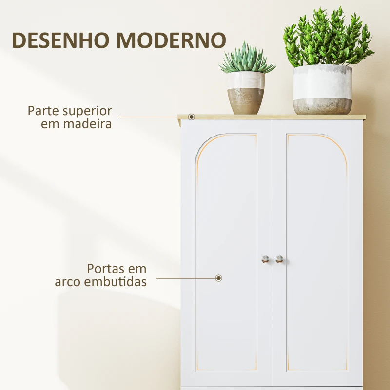 HOMCOM Armário de Cozinha Armário Alto de Cozinha Móvel Auxiliar de Cozinha com 4 Portas e Prateleiras Ajustáveis 60x30x183 cm Branco