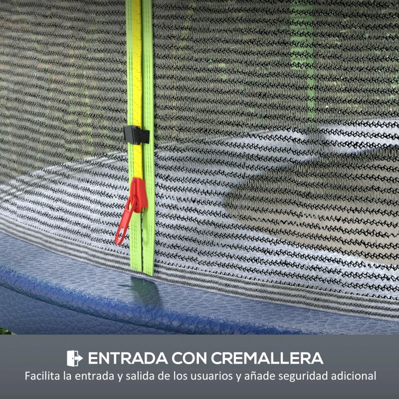 SPORTNOW Red de Seguridad para Cama Elástica Ø305 cm para Exterior de 6 Postes con Anti-UV y Puerta con Cremallera Verde y Negro