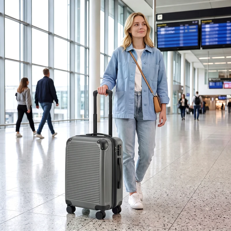 HOMCOM Walizka podręczna twarda walizka podróżna z 4 kółkami 56 cm ciemnoszara