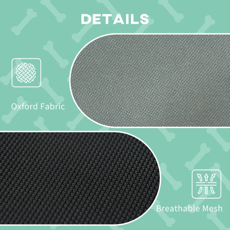 PawHut Outdoor Dog Bed with Removable Canopy, Portable Raised Dog Bed for Camping, Garden & Beach, Water-Resistant UV-Protection Mesh Pet Cot Sun Lounger, for Medium Pets, 76 x 61 x 73 cm, Grey