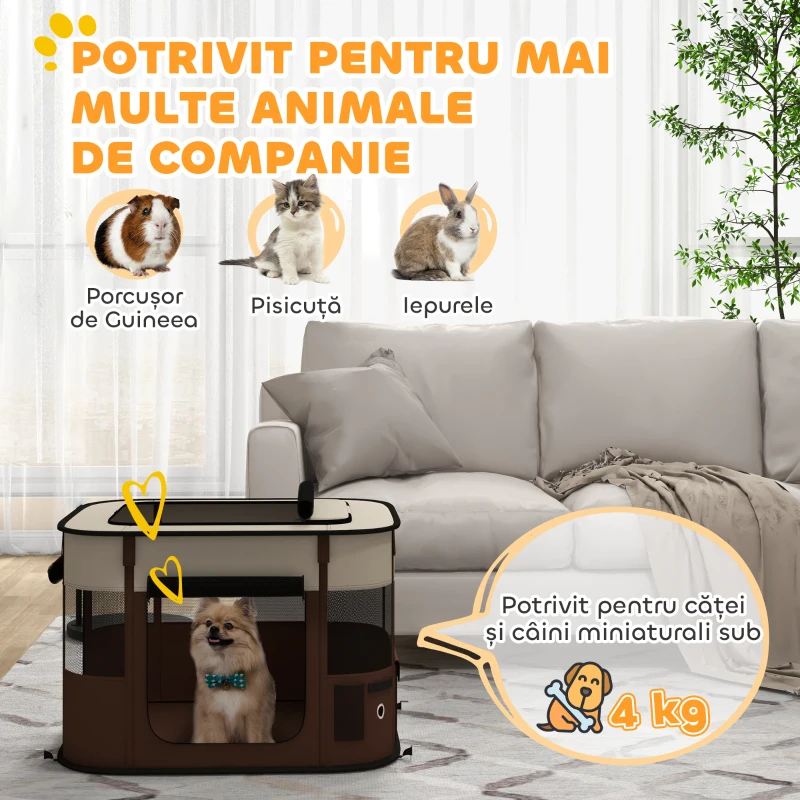 PawHut Țarc pliabil pentru câini cu geantă de depozitare, utilizare interior/exterior, Gri