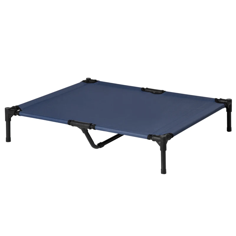 PawHut Raised Dog Bed Cat Elevated Lifted Portable Camping w/ Metal Frame Blue (Large)