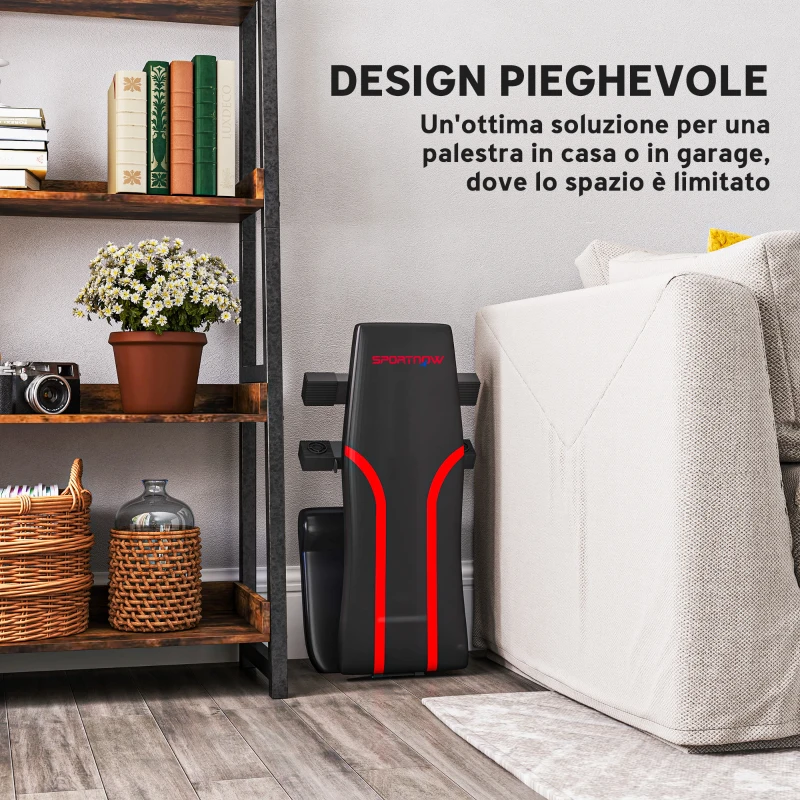 SPORTNOW Panca Palestra Pieghevole, Panca Addominali Multifunzione Inclinabile con Schienale Regolabile a 6 Livelli Nero
