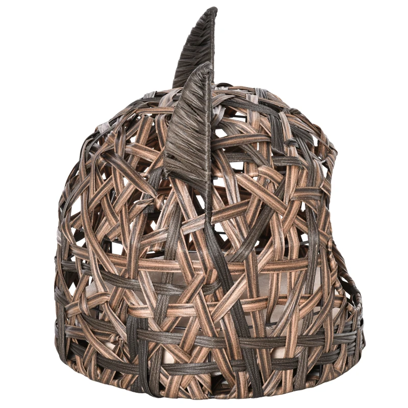 PawHut Cuccia per Gatti, Cesta per Gatti Adulti fino 4.5kg, Cesta in Vimini Sintetico a Forma di Gatto, Marrone