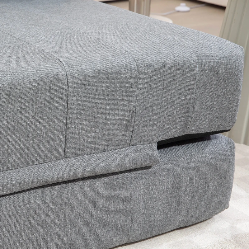HOMCOM 2-in-1 Bodemsofa – Opklapbaar Slaapbankje voor 2 Personen, Met Linnenlook, Comfortabel en Stevig tot 250 kg, Voor Woonkamer of Slaapkamer, Grijs(m-9)